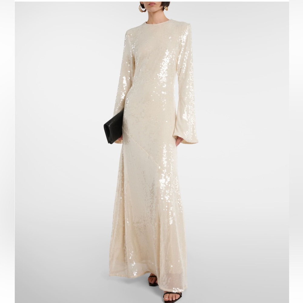 NWT ROTATE Cream Sequin Long Sleeve Gown